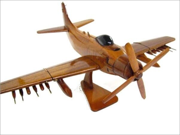 Douglas A-1 Skyraider Handcrafted Natural Mahogany Premium Wood Desk Model