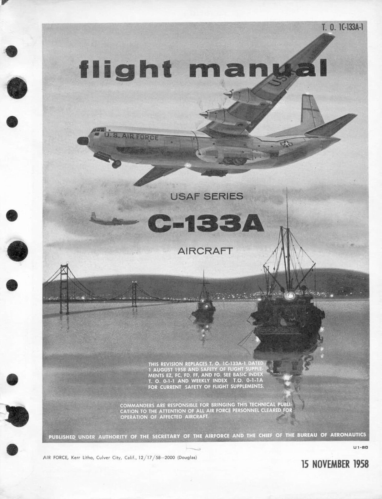Douglas C-133 Cargomaster  Flight Manual rare detailed archive 1958 Aircraft