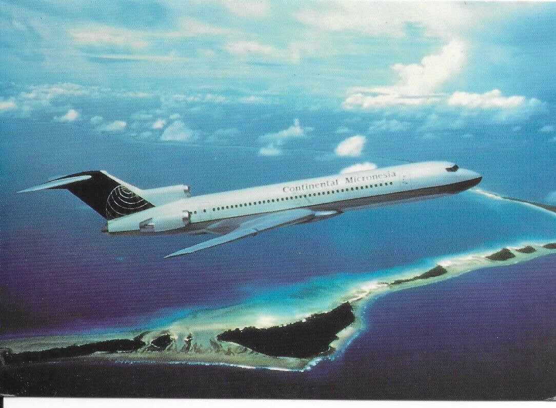 Continental Micronesia, Boeing 727 Postcard, Airline Issue