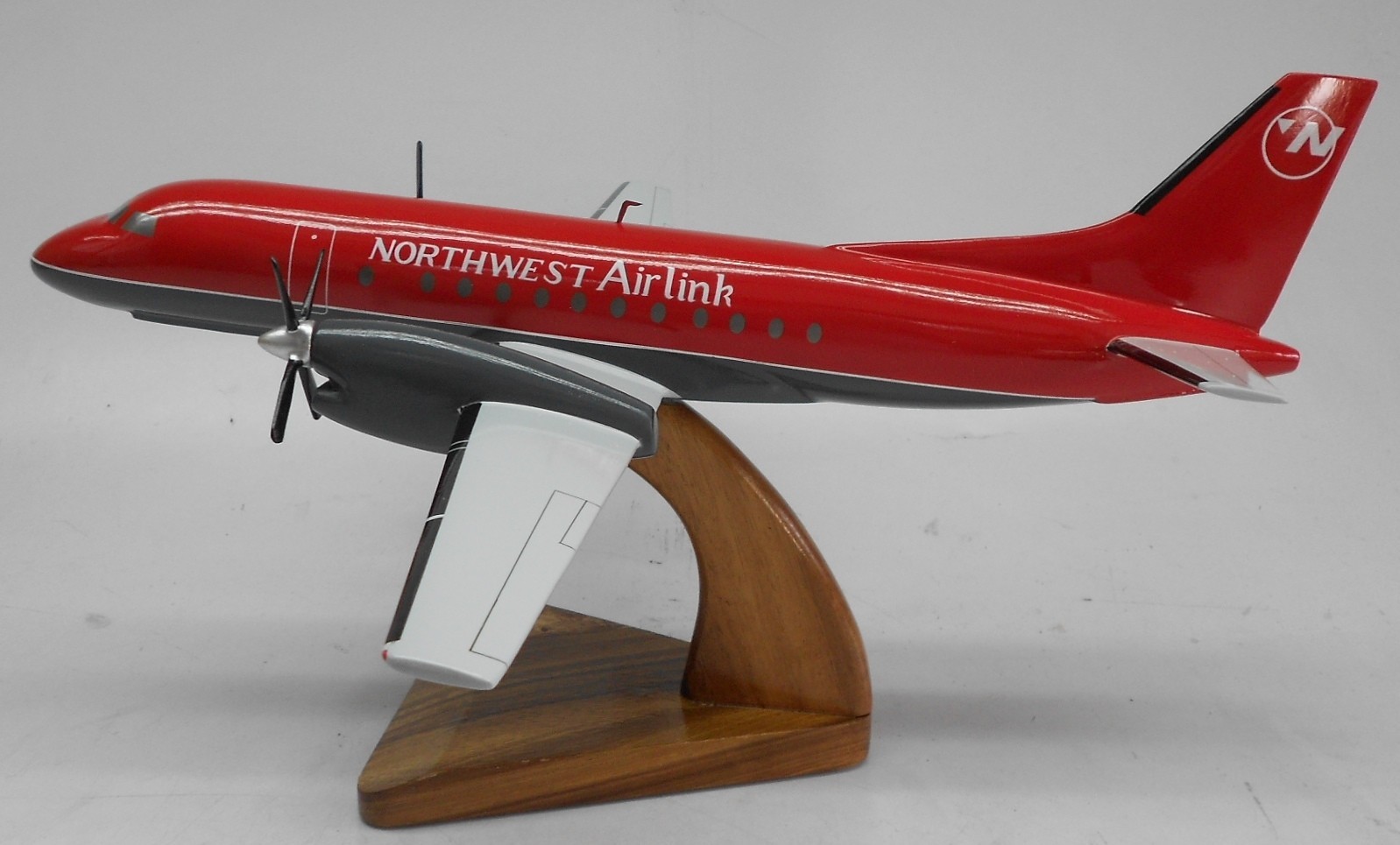 Saab 340 Northwest Airlink Airplane Desktop Wood Model  Large New