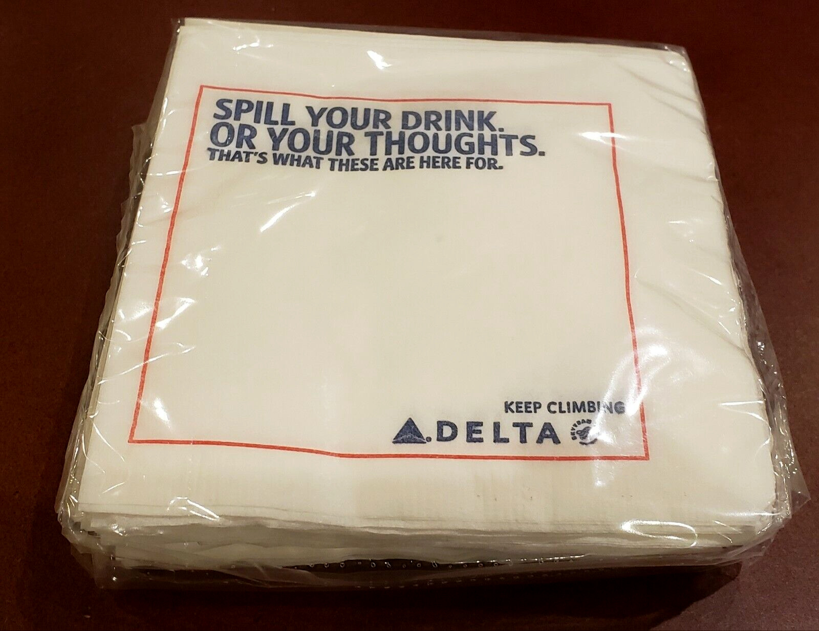 Delta Airlines beverage napkins 25pk Spill your drink or your thoughts 044207658