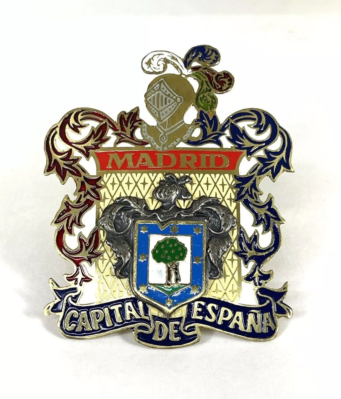 Unique Vintage Madrid Capital De Espana Car Grille Badge / Emblem Knight ~ Metal