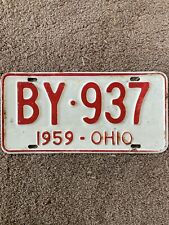 1959 Ohio License Plate - BY 937 - Very Nice picture