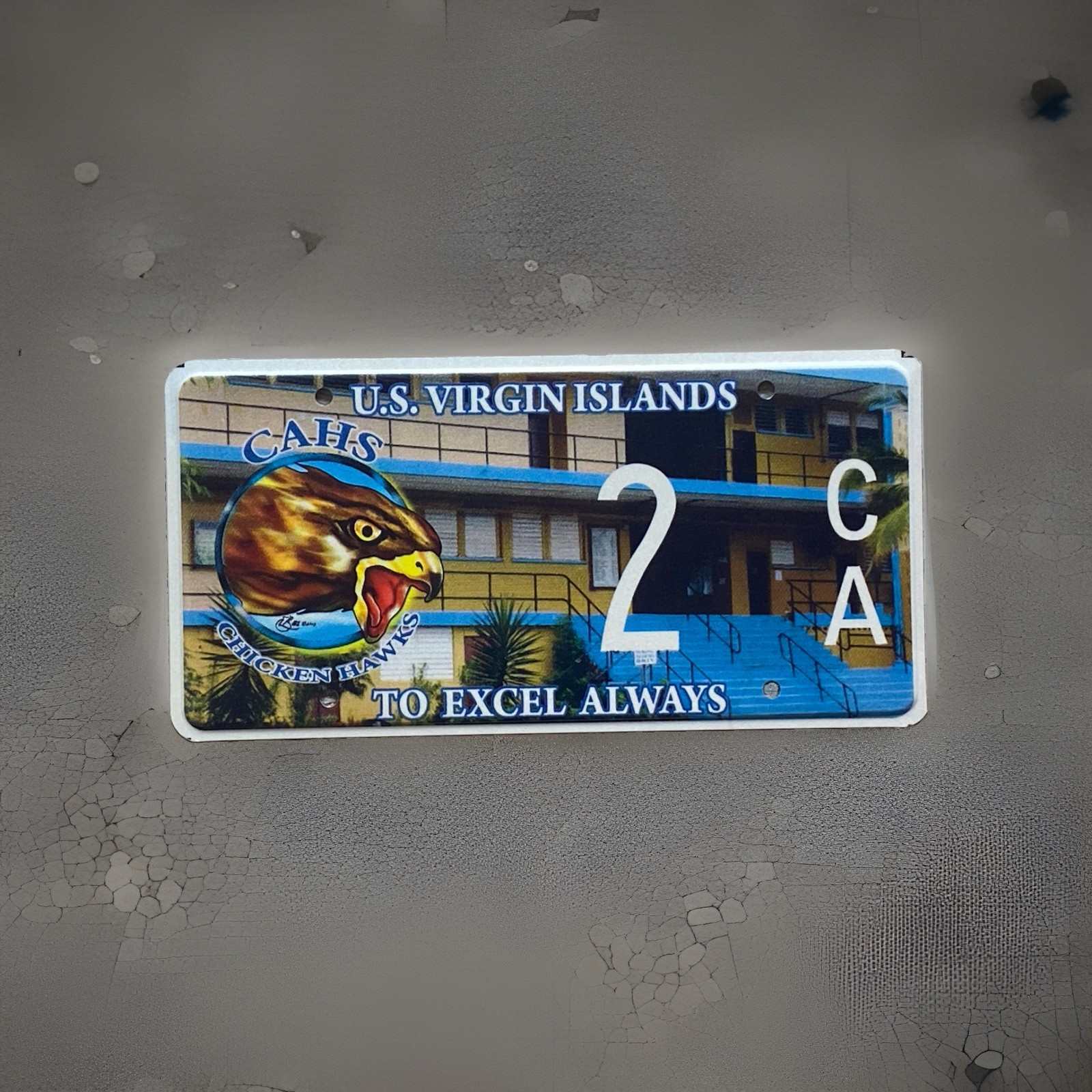 US Virgin Islands Rare Chicken Hawk Specialty License Plate Low Number “2” Mint US Virgin Islands Rare Chicken Hawk Specialty License Plate Low Number “2” Mint