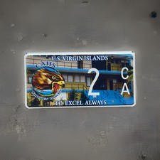 US Virgin Islands Rare Chicken Hawk Specialty License Plate Low Number “2” Mint picture