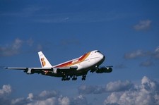 Original 35mm colour slide of Iberia Boeing 747-256B EC-GAG landing at MIA picture
