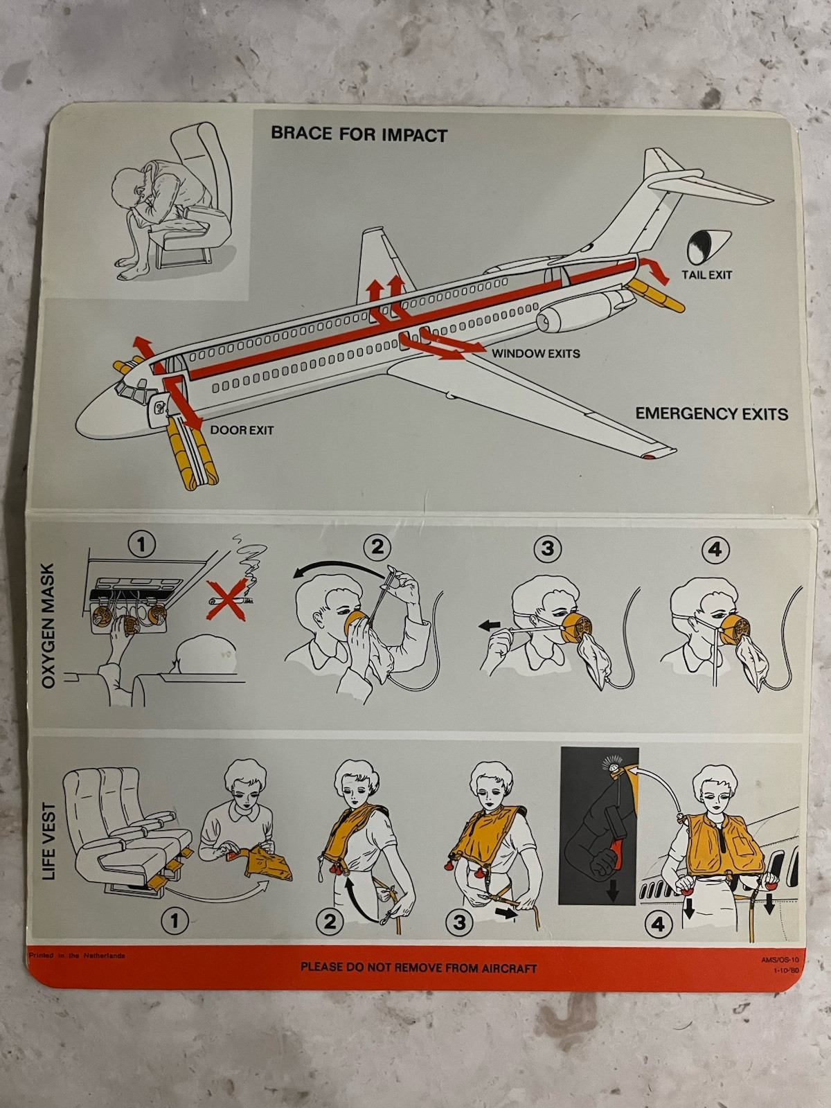 KLM  DC-9 Long Body Safety Card