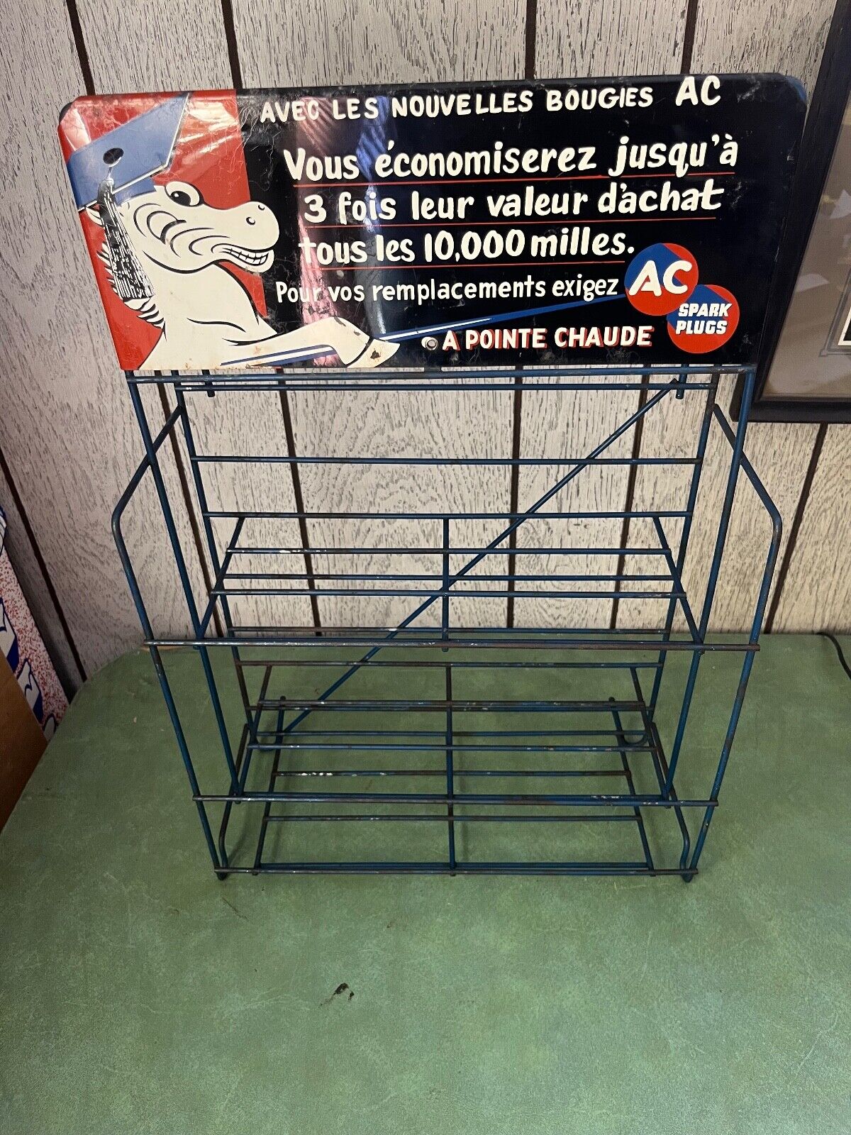 Vintage French/Canadian AC Spark Plug Display Rack