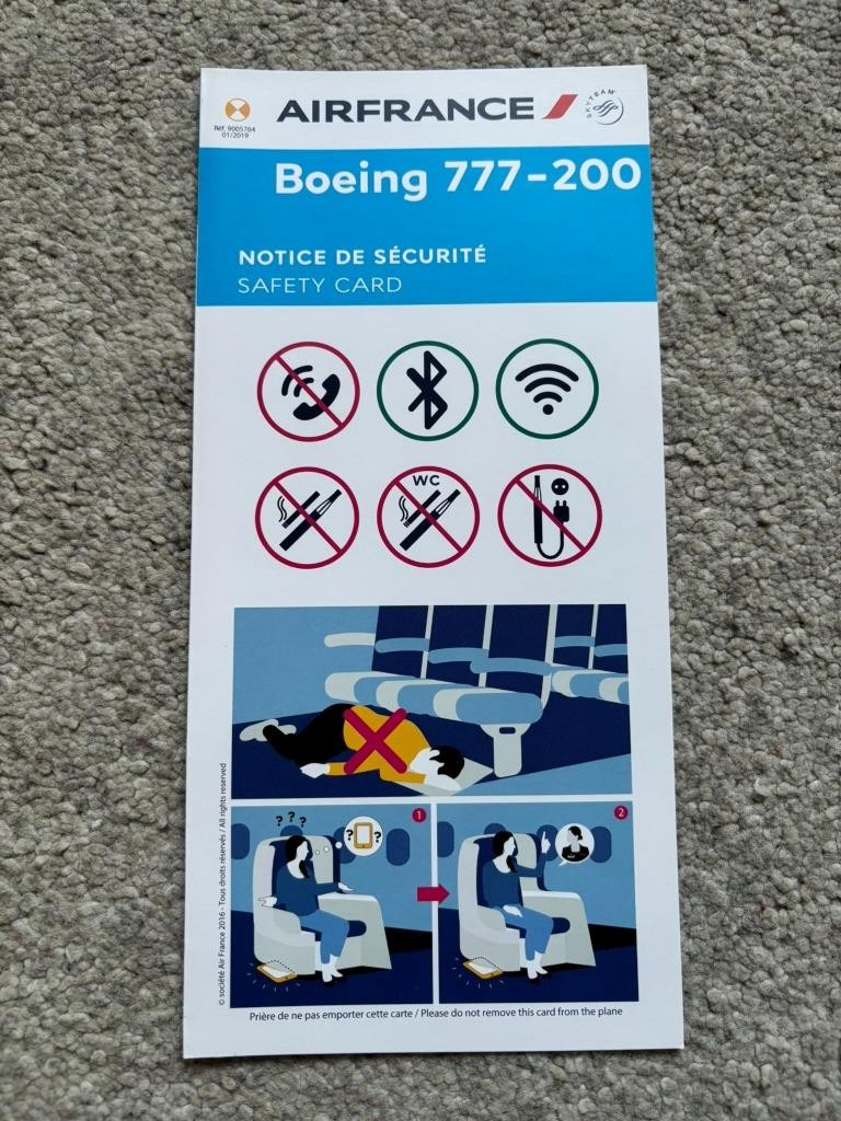 AIR FRANCE BOEING 777-200 SAFETY CARD 01/2019