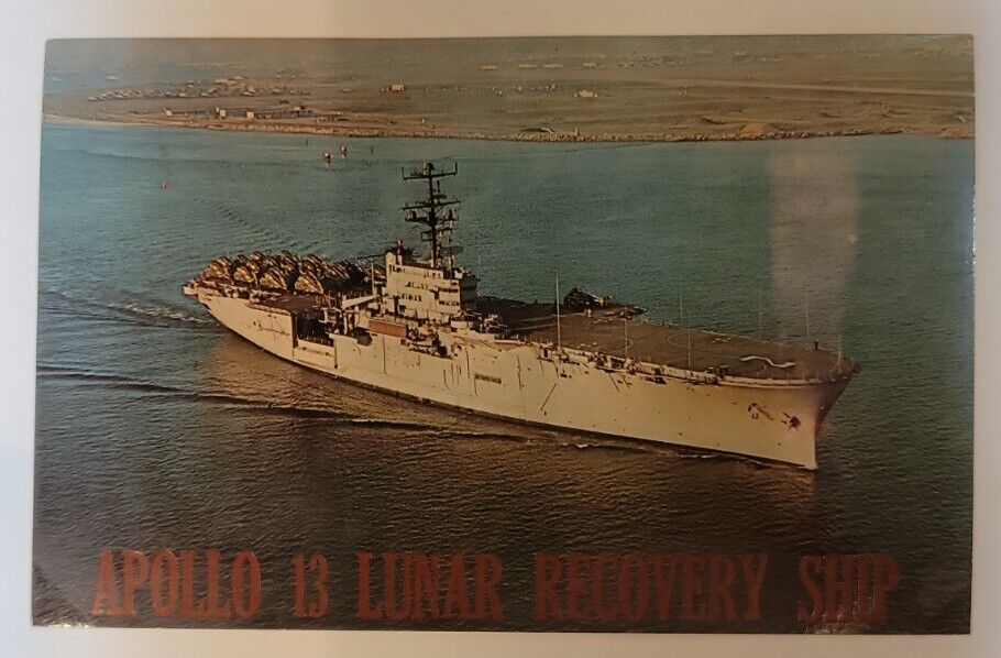 U.S.S. IWO JIMA  (LPH-21) -  APOLLO 13 LUNAR RECOVERY SHIP - VINTAGE POSTCARD