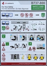 Safety Card ETF Airways Boeing 737-800 Laminated date May 2021 picture