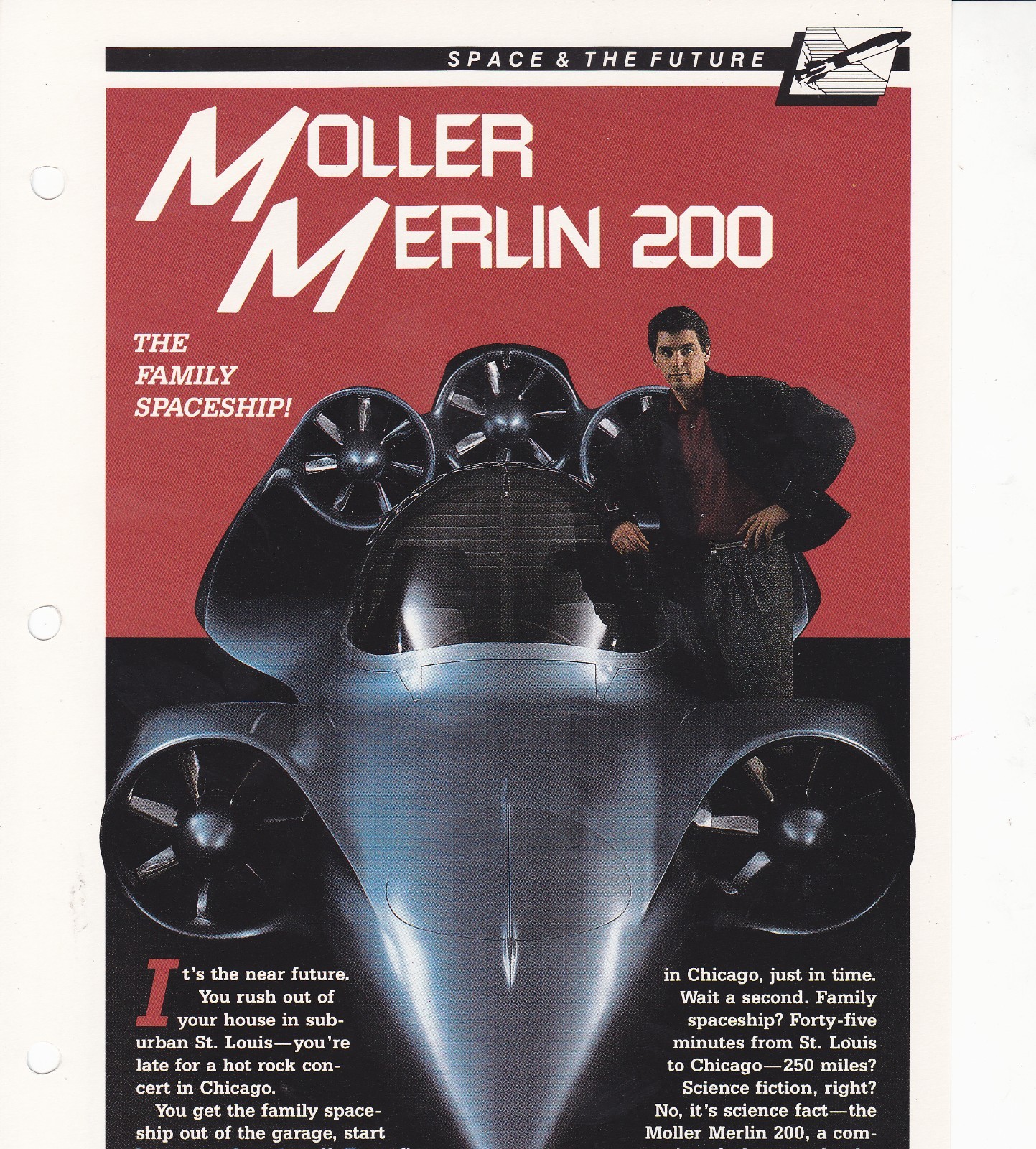 Moller Merlin Skycar 200 Personal Aircraft Flying Car Spec Sheet Fact Card
