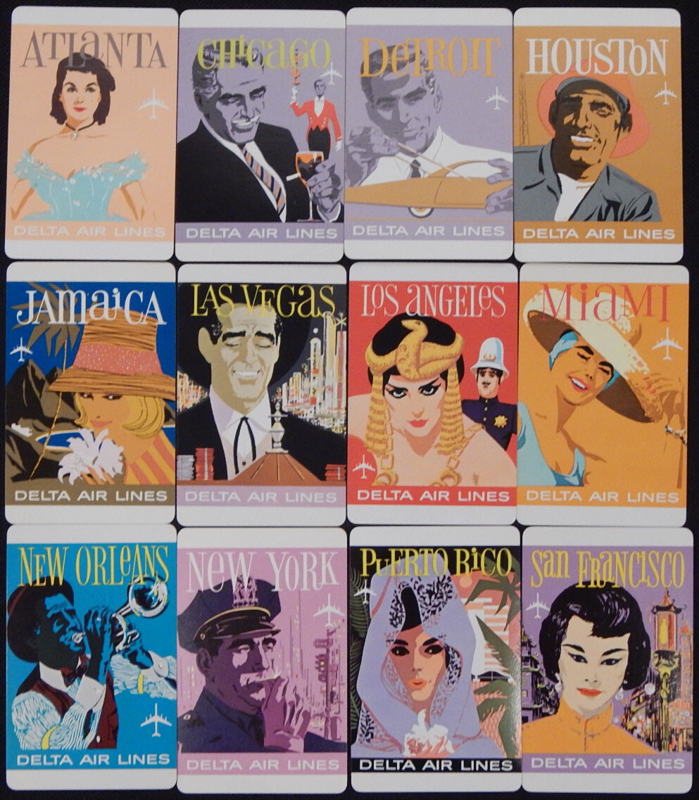 Delta Air Lines swap single playing cards complete 1st city series Delta Air Lines swap single playing cards complete 1st city series