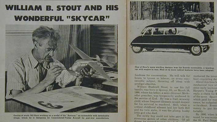 William Stout Aerocar Skycar & Scarab 1943 pictorial