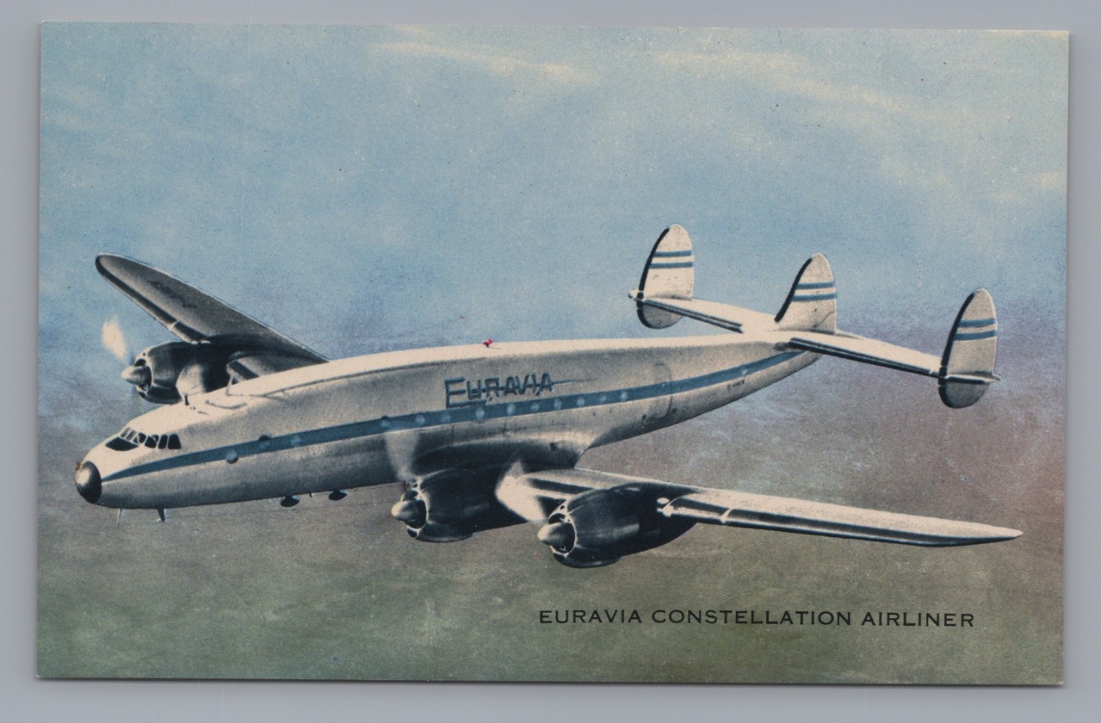Euravia Lockheed Constellation Airline Issue Postcard Vintage Charter Britannia