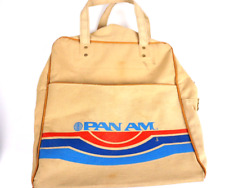 Pan Am Vintage Canvas Carry On Travel Airlines Tote Bag Tan Beige Bag Metal Zip picture