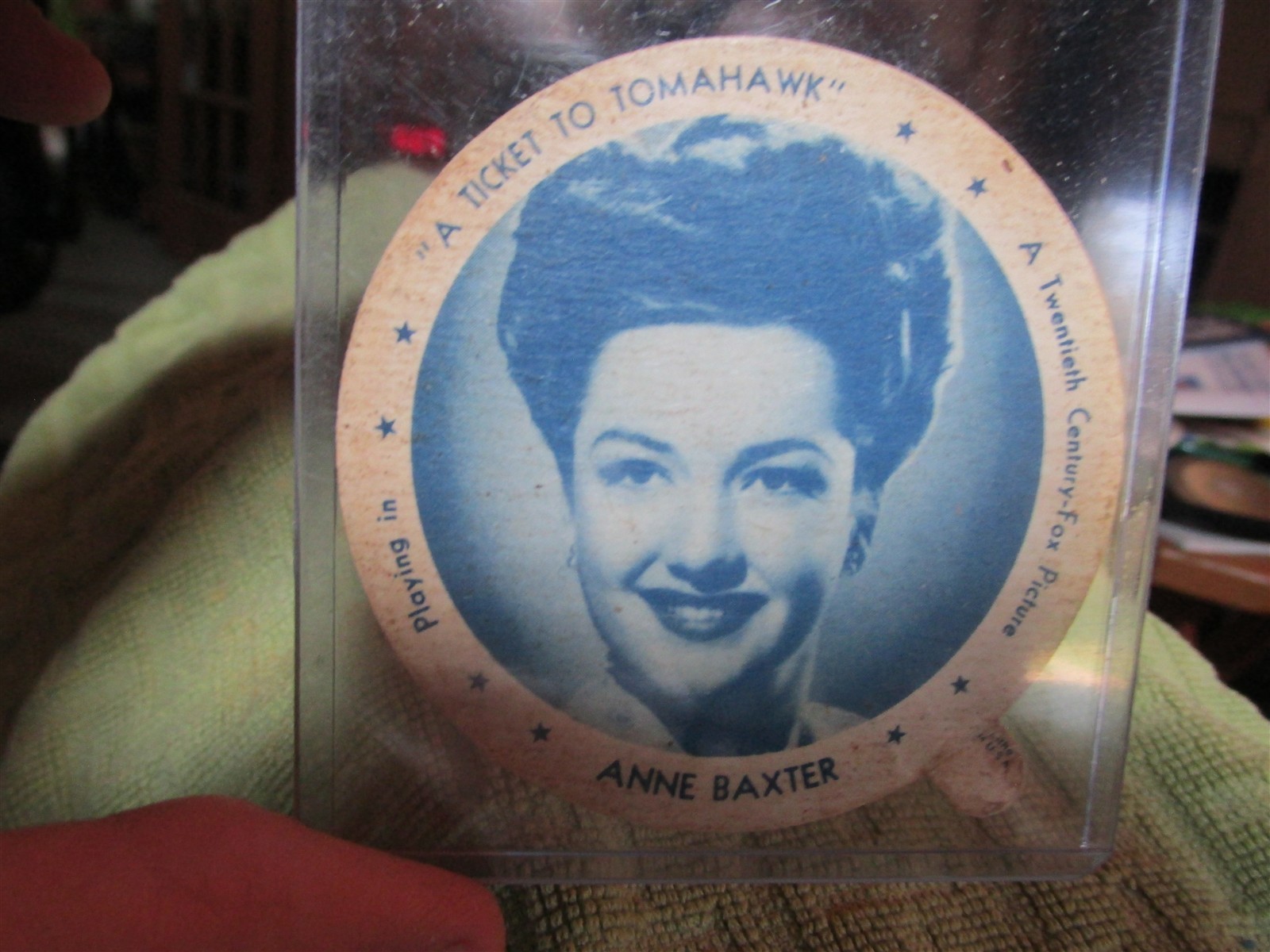 Cincinnati, Ohio Meadow Gold Dixie Ice Cream lid Anne Baxter -Ticket to Tomahawk