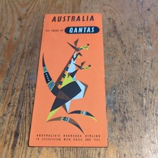 1957 QANTAS AIRWAYS AIRLINES FOLDOUT fly AUSTRALIA picture