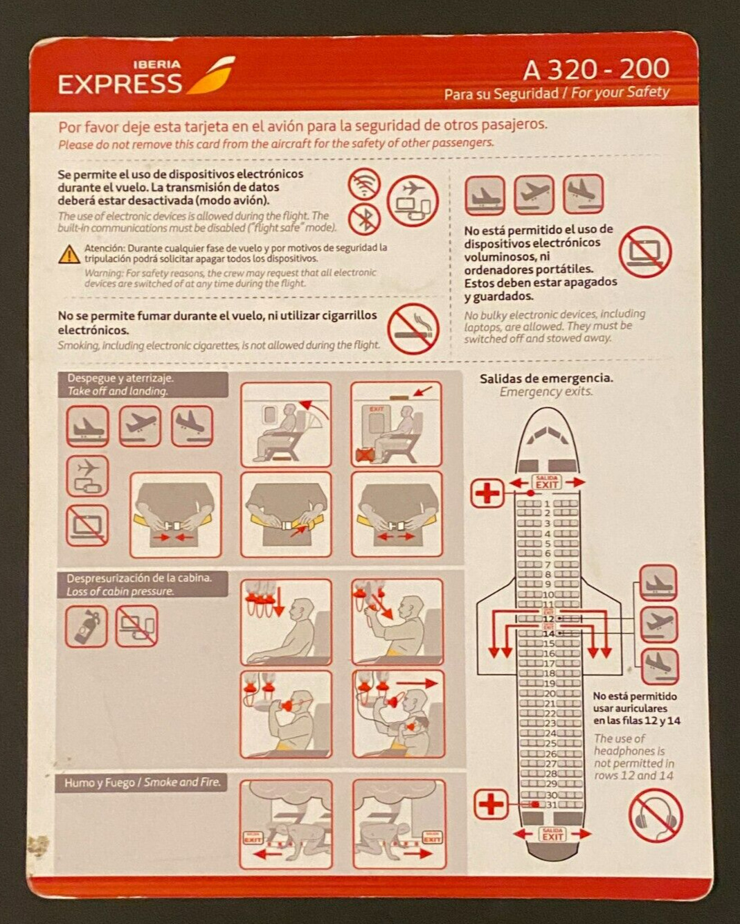 Iberia Express Airbus A320-200 Safety Card - MAR14