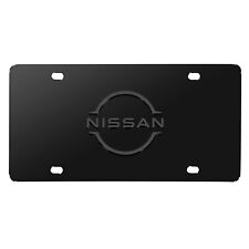 Nissan New Logo 3D Dark Gray Logo on Black Stainless Steel License Plate picture