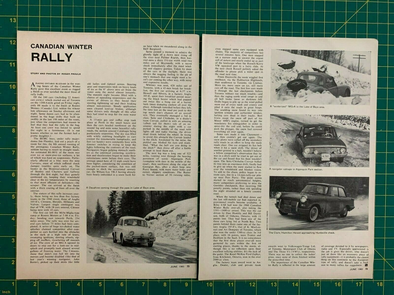 1960 Vintage Canadian Winter Car Auto Rally Race Photos 3 Page Article G1