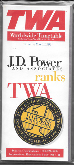 ***1994 TWA System Timetable - May 1, 1994***