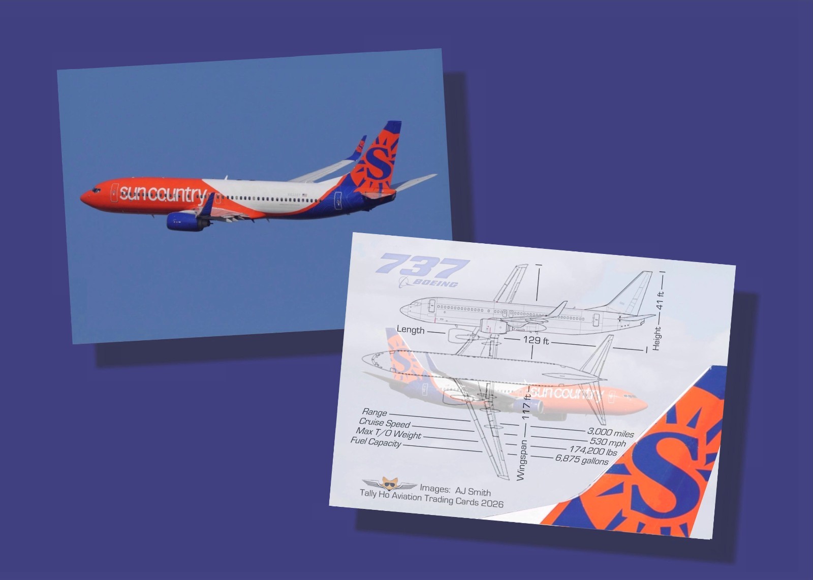 Sun Country Airlines Boeing 737-800 Trading Cards - Set of 25 - 2.5\ Sun Country Airlines Boeing 737-800 Trading Cards - Set of 25 - 2.5\