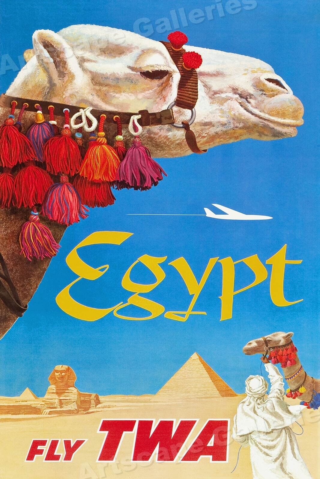 Egypt Pyraminds Camel Vintage Style Travel Poster - 24x36