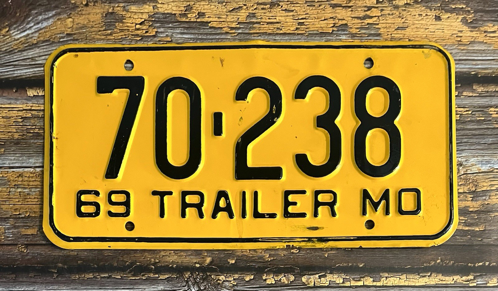 1969 Missouri TRAILER License Plate 70-238 1969 Missouri TRAILER License Plate 70-238