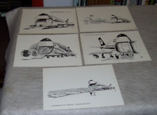 Five LUFTHANSA CARGO BOEING 747F FREIGHTER CARTOON CARDS picture