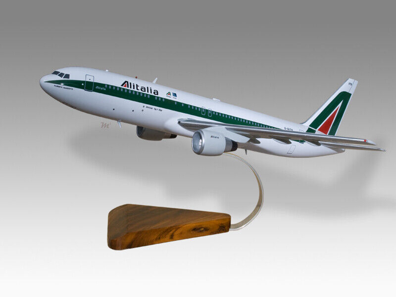 Boeing 767-300ER Alitalia Solid Kiln Dry Mahogany Wood Handcrafted Display Model