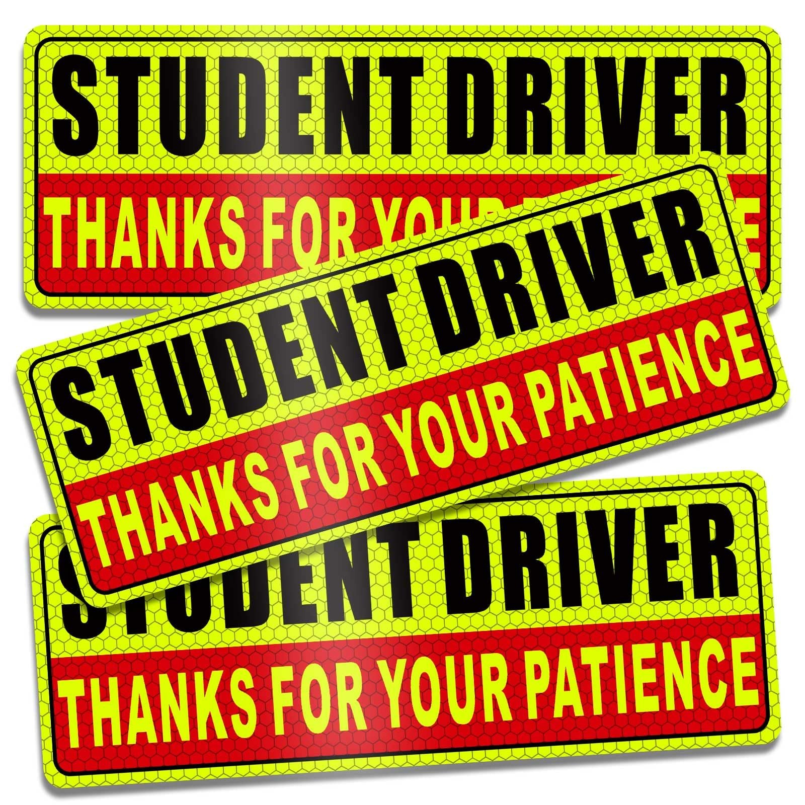 Student Driver Magnet for Car Safety Warning Please Be Patient New Driver Sti...
