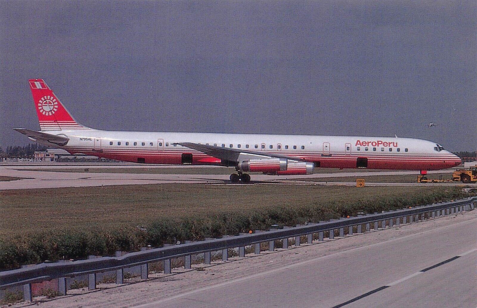 Airline Postcards     AERO  PERU Airlines  McDonnell Douglas DC-8-63  c/n 46136
