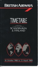British Airways timetable 1988/10/30 regional edition for Scandinavia & Finland picture
