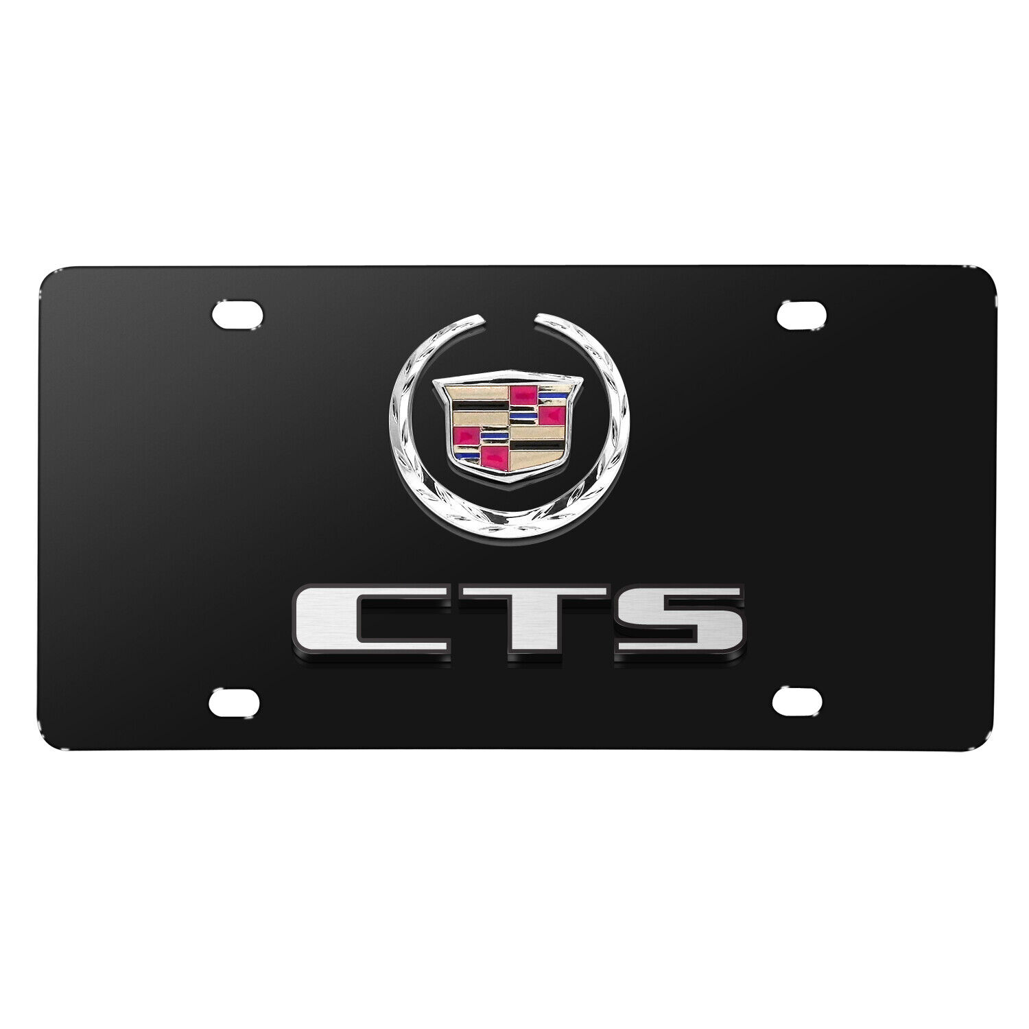 Cadillac CTS 3D Dual Logo Black Stainless Steel License Plate