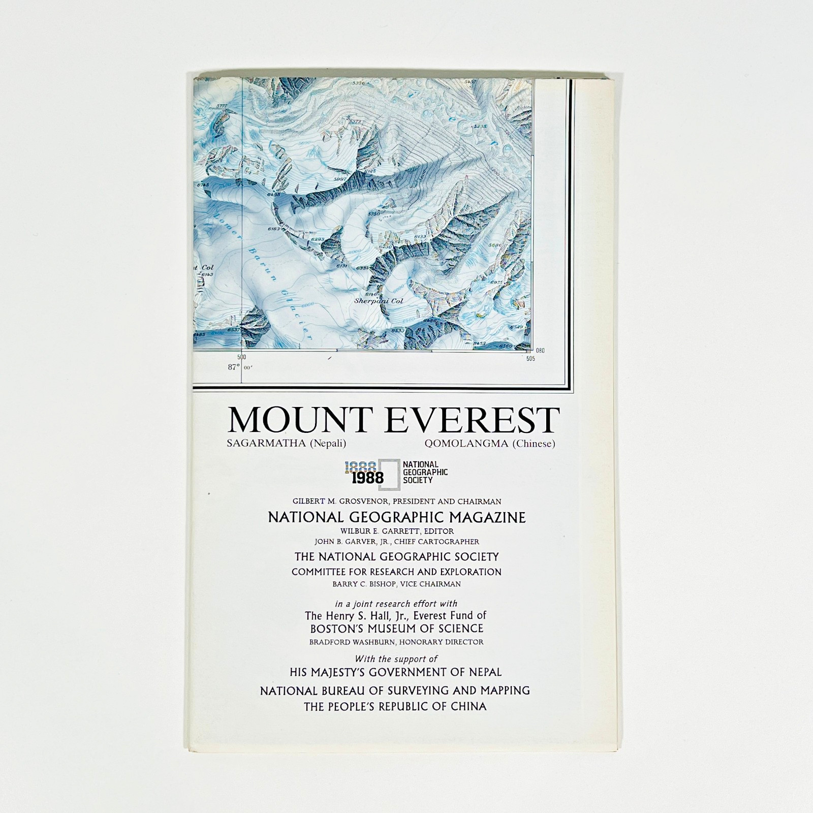 Vintage 1988 National Geographic Mount Everest Map Sagarmatha High Himalaya Vintage 1988 National Geographic Mount Everest Map Sagarmatha High Himalaya