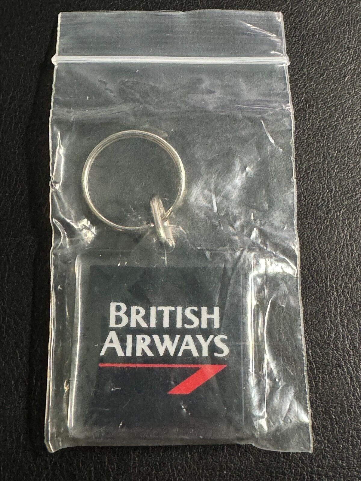 British Airways Vintage Logo Hard Clear Plastic Double Sided Keychain Key ring
