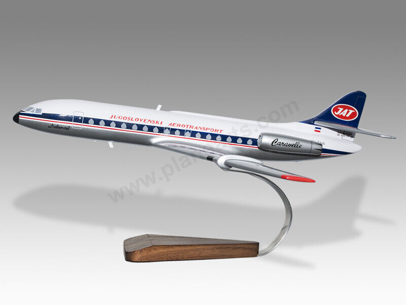 Sud Aviation Caravelle JAT Solid Mahogany Wood Handcrafted Display Model