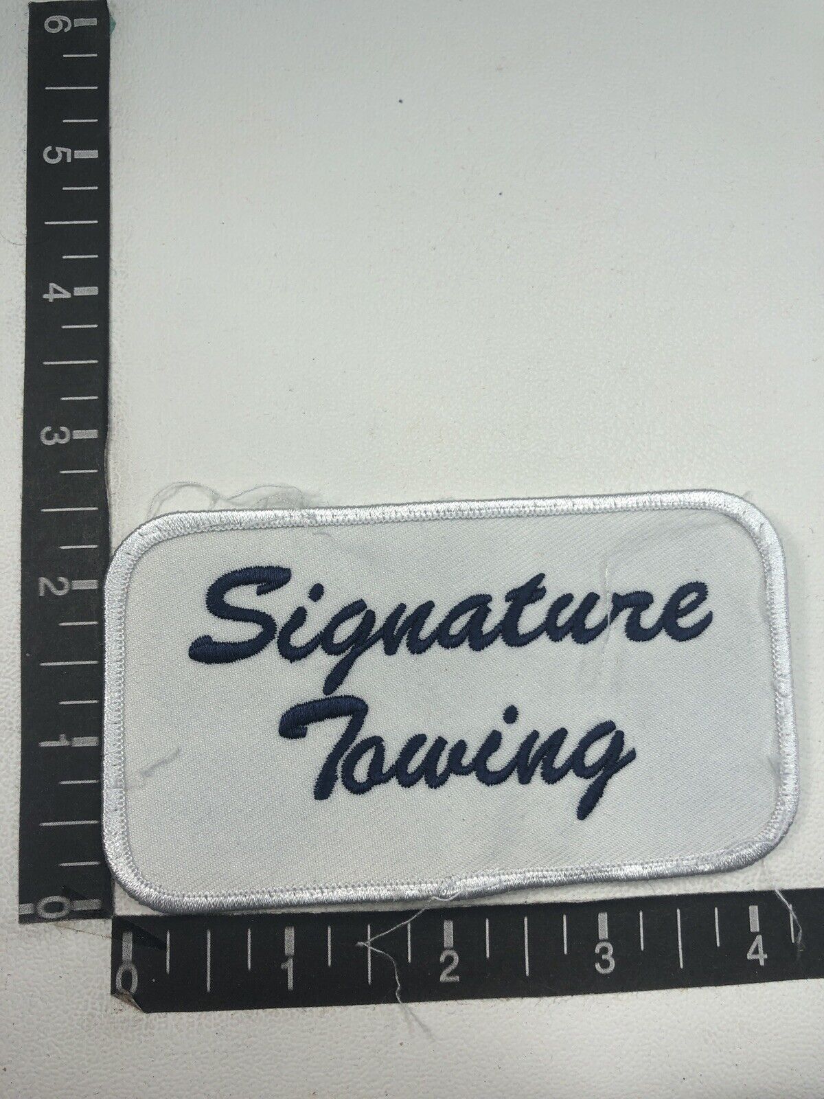 Vtg Ver 2 (no red) TOW TRUCK SIGNATURE TOWING Advertising Uniform Patch 79Y2