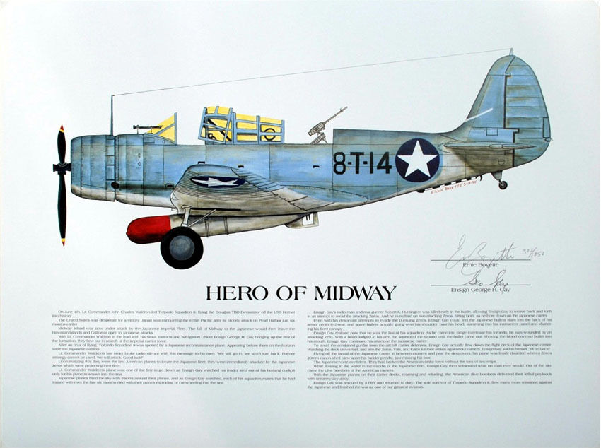 George Gay, Autographed Art, Torpedo Squadron 8, Midway, Ernie Boyette