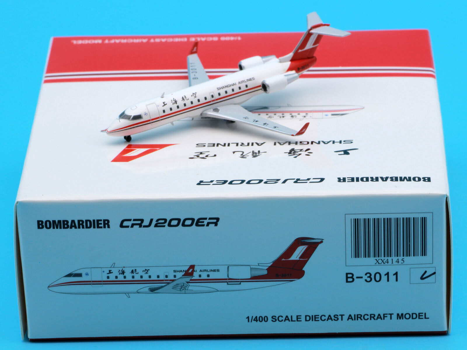 JC Wings 1:400 Shanghai Airlines Bombardier CRJ-200ER Diecast Plane Model B-3011