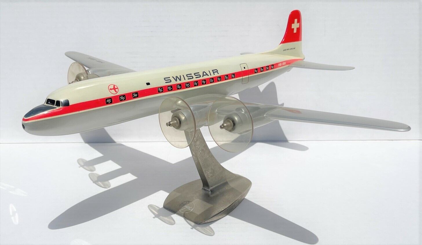 Raise Up Swissair Douglas DC-7 Metal Desk Display Factory Model 1/72 Airplane