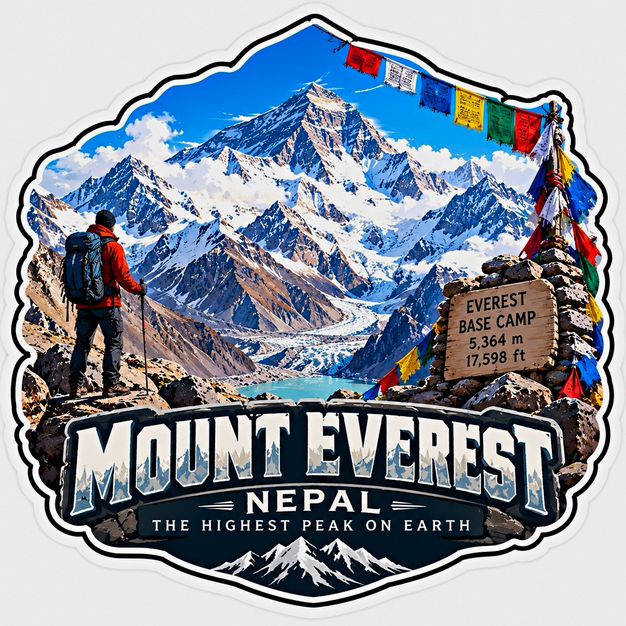 Mount Everest Nepal Everest Base Camp 5,364 m Sticker Decal, Multicolor 2024