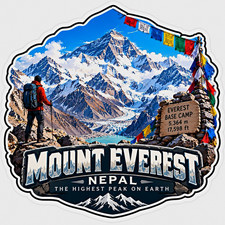 Mount Everest Nepal Everest Base Camp 5,364 m Sticker Decal, Multicolor 2024 picture
