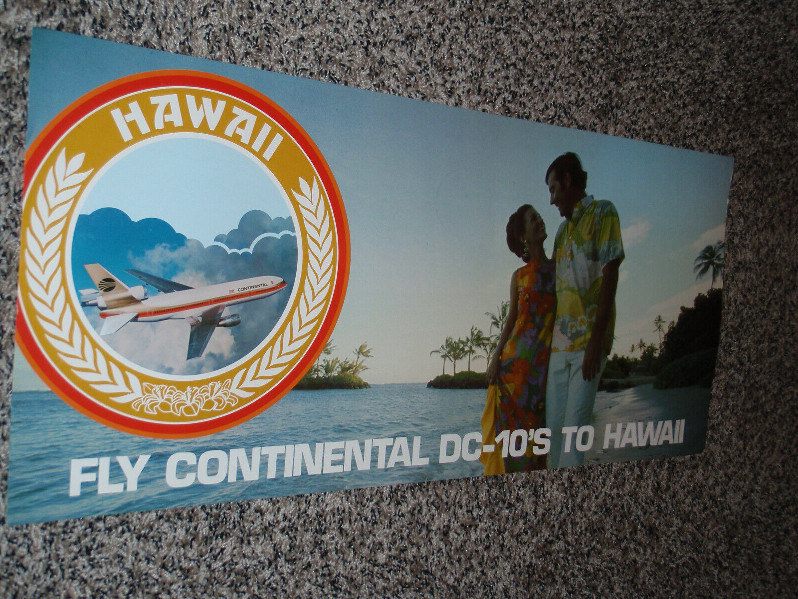 OLD CONTINENTAL AIRLINES MCDONNELL DOUGLAS DC-10 / HAWAII POSTER