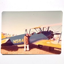 Vintage 1970s Original Photo of Boeing Stearman Model 75 Biplane Kaydet WWII picture