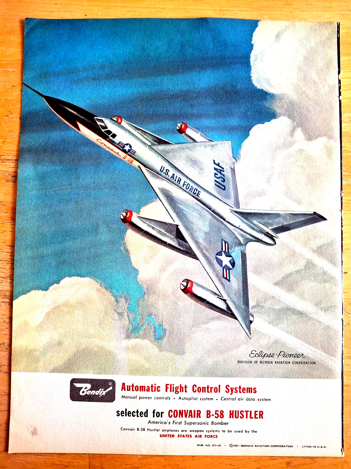 USAF CONVAIR B-58 Hustler Vintage Ad with a PB-20F Ad on Reverse 11in x 8in USAF CONVAIR B-58 Hustler Vintage Ad with a PB-20F Ad on Reverse 11in x 8in