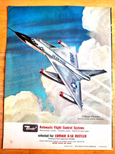 USAF CONVAIR B-58 Hustler Vintage Ad with a PB-20F Ad on Reverse 11in x 8in picture