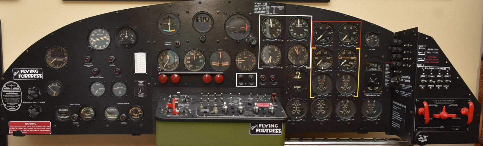 Boeing B17 Flying Fortress WWII Main Instrument Panel Original Gauges