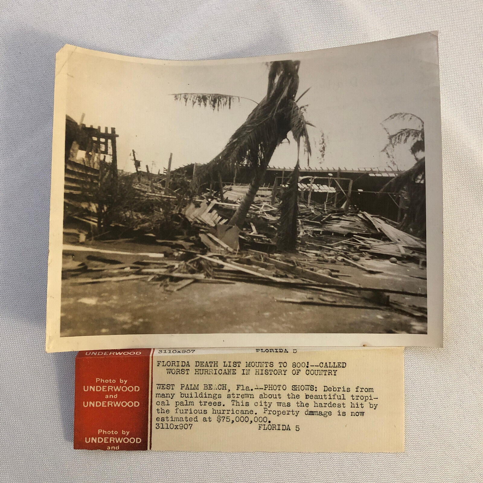 Press Photo Photograph Palm Beach Florida Hurricane Storm Disaster Underwood